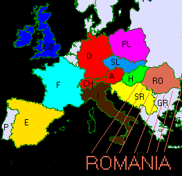 Europa terkepe, (klikkelj Romaniara)